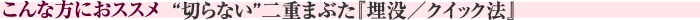 こんな方におススメ　“切らない”二重まぶた『埋没／クイック法』