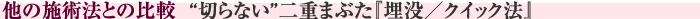 他の施術法との比較　“切らない”二重まぶた『埋没／クイック法』