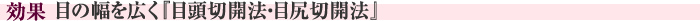 この施術の効果　目の幅を広く『目頭切開法・目尻切開法』