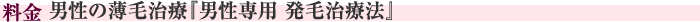 料金　男性の薄毛治療『男性専用 発毛治療法』