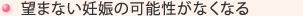 望まない妊娠の可能性がなくなる