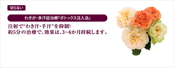 わきが・多汗症治療『ボトックス注入法』