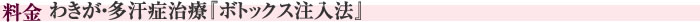 料金　わきが・多汗症治療『ボトックス注入法』