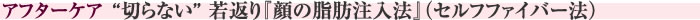 アフターケア　“切らない” 若返り『顔の脂肪注入法』(セルフファイバー法)