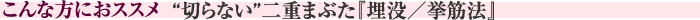 こんな方におススメ　“切らない”二重まぶた『埋没／挙筋法』